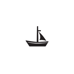 Simple Boat Icon Symbol in Black and White Illustration