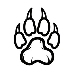 Obraz premium Bold black paw print symbol representing animal, wildlife, or mascot identity