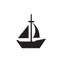 Simple Boat Icon Symbol in Black and White Illustration