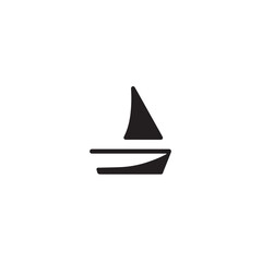 Simple Boat Icon Symbol in Black and White Illustration