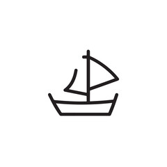 Simple Boat Icon Symbol in Black and White Illustration
