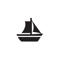 Simple Boat Icon Symbol in Black and White Illustration