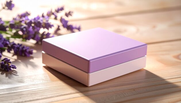 Compact Blush Box with Smooth Texture on Light Wood_A simple, compact blush box 