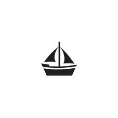 Simple Boat Icon Symbol in Black and White Illustration