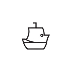 Simple Boat Icon Symbol in Black and White Illustration