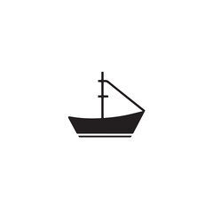 Simple Boat Icon Symbol in Black and White Illustration