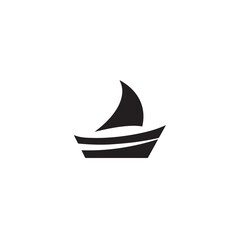 Simple Boat Icon Symbol in Black and White Illustration