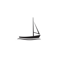 Simple Boat Icon Symbol in Black and White Illustration