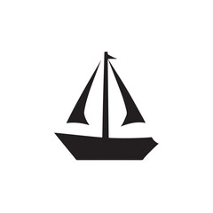 Simple Boat Icon Symbol in Black and White Illustration