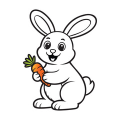 Cute rabbit coloring book free vector