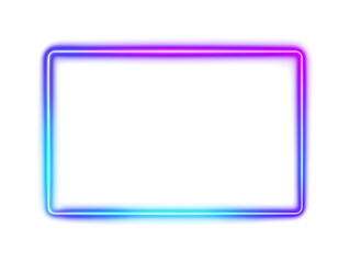 Glowing gradient neon rectangular frame with vibrant blue and pink colors