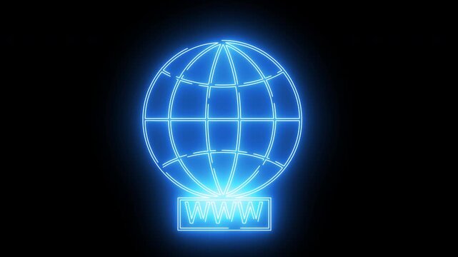 network globe and World Wide Web icon with neon effect