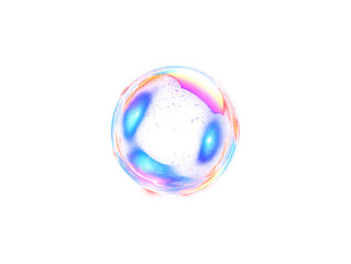Vibrant abstract glowing orb with intense blue and pink colorson transparent