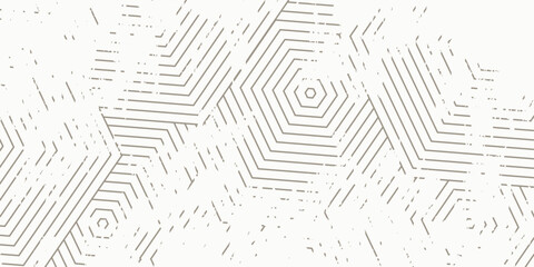 Seamless hexagon line pattern. White vector texture with thin diagonal lines, stripes, chevrons, and zigzags. Gray and white abstract graphic background. Luxurious linear ornament.