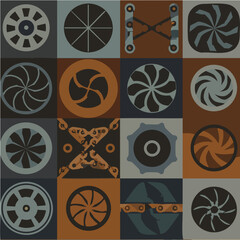 Mechanical gears wheels geometric pattern industrial abstract