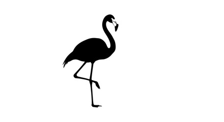 Simple black silhouette of a flamingo bird standing gracefully on one leg.
