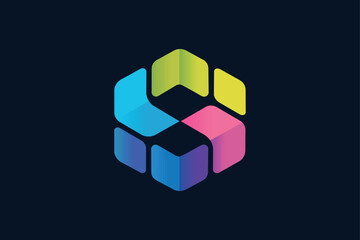 Modern colourful geometric logo symbol Vector Art, Icons, and Graphics for designers