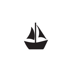 Simple Boat Icon Symbol in Black and White Illustration