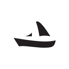 Simple Boat Icon Symbol in Black and White Illustration