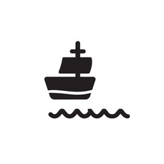 Simple Boat Icon Symbol in Black and White Illustration