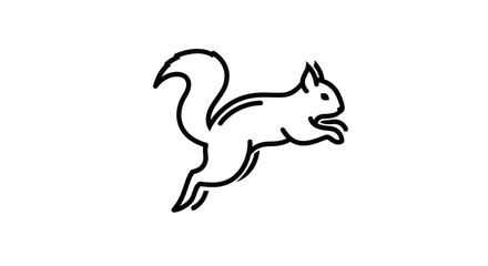Leaping Squirrel Line Art Illustration.