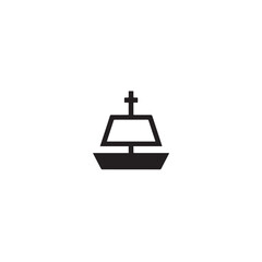 Simple Boat Icon Symbol in Black and White Illustration