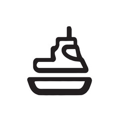 Simple Boat Icon Symbol in Black and White Illustration