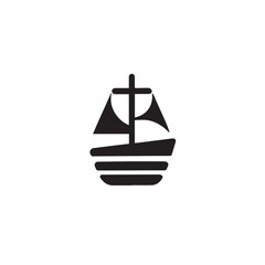 Simple Boat Icon Symbol in Black and White Illustration