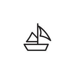 Simple Boat Icon Symbol in Black and White Illustration