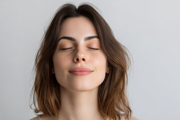 Naklejka premium minimalist portrait of person set against clean ultrabright background embodying essence of freshness and lightness