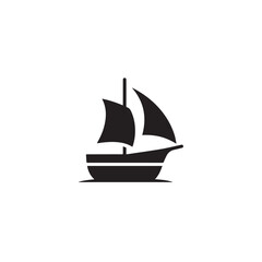 Simple Boat Icon Symbol in Black and White Illustration