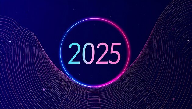 Abstract graphic with year 2025 - Powered by Adobe