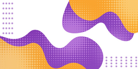 abstract banner background with fluid shapes in purple and orange color. vector illustration