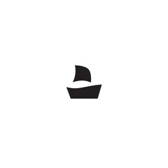 Simple Boat Icon Symbol in Black and White Illustration