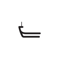 Simple Boat Icon Symbol in Black and White Illustration