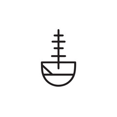 Simple Boat Icon Symbol in Black and White Illustration