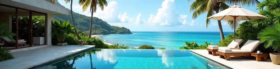 Luxury villa with private pool, stunning ocean views, and lush tropical gardens Perfect for a relaxing getaway , private, luxury travel