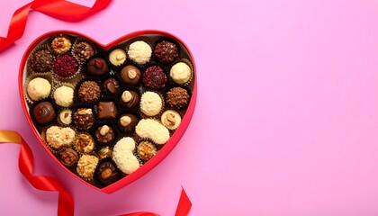 Assorted chocolates in heart-shaped box