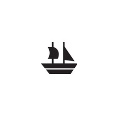 Simple Boat Icon Symbol in Black and White Illustration