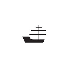 Simple Boat Icon Symbol in Black and White Illustration