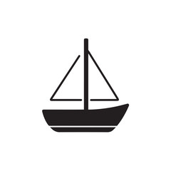 Simple Boat Icon Symbol in Black and White Illustration