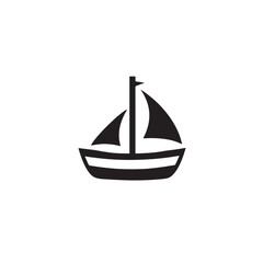 Simple Boat Icon Symbol in Black and White Illustration