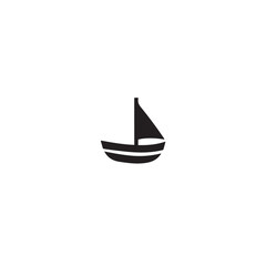 Simple Boat Icon Symbol in Black and White Illustration