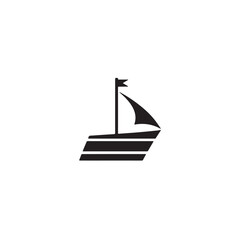 Simple Boat Icon Symbol in Black and White Illustration