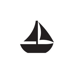 Simple Boat Icon Symbol in Black and White Illustration