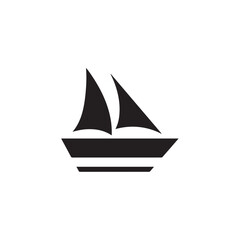 Simple Boat Icon Symbol in Black and White Illustration
