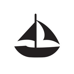 Simple Boat Icon Symbol in Black and White Illustration