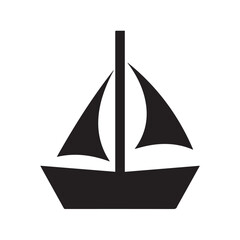 Simple Boat Icon Symbol in Black and White Illustration