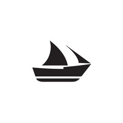 Simple Boat Icon Symbol in Black and White Illustration