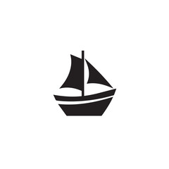 Simple Boat Icon Symbol in Black and White Illustration
